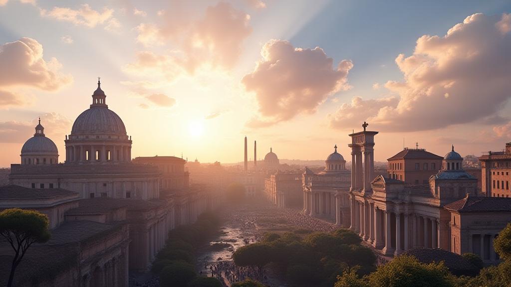 Panoràmica de Roma amb edificis antics i cels oberts